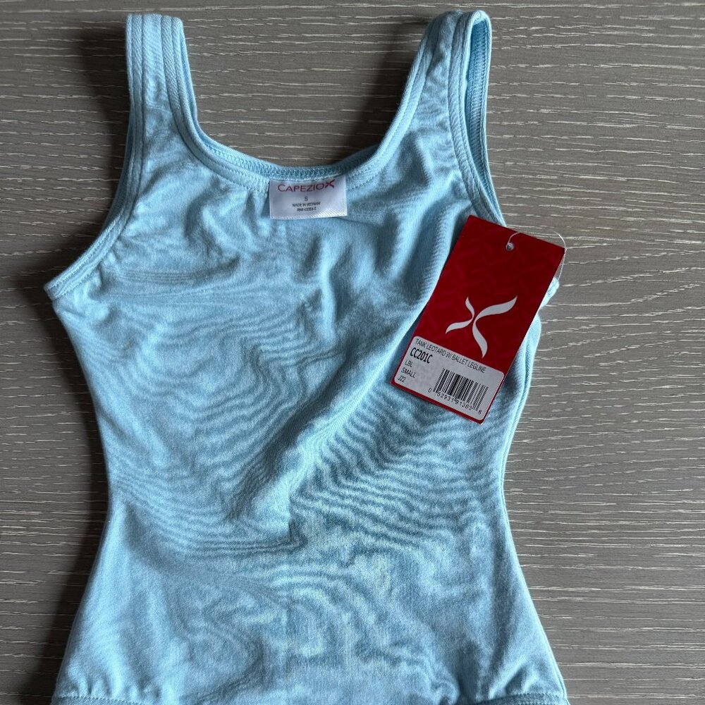 Capezio tank leotard with ballet leg line. Black, size small (toddler)